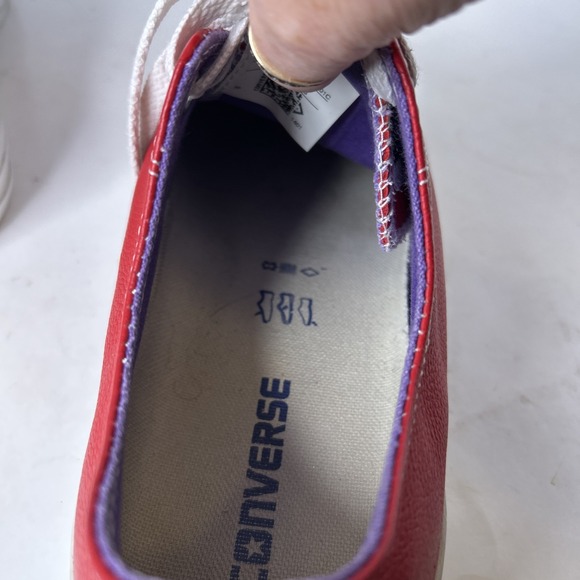 Chuck Taylor Red Leather Converse Sneakers Sz 10.5 - Picture 7 of 11